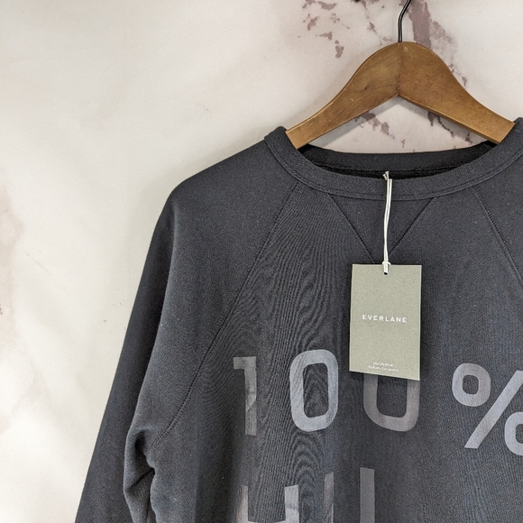 Everlane Sweatshirt Womens Black Terry Raglan Pullover Typopography 100%… - Picture 3 of 11